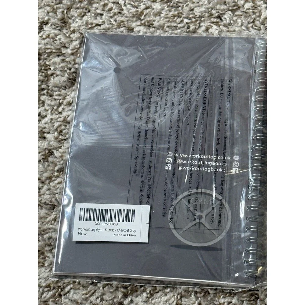 Workout Log Gym Personalised Training Diary Charcoal Gray Spiral Notebook New